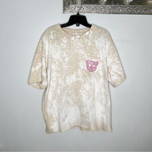 Handmade bleach dyed tan shirt medium